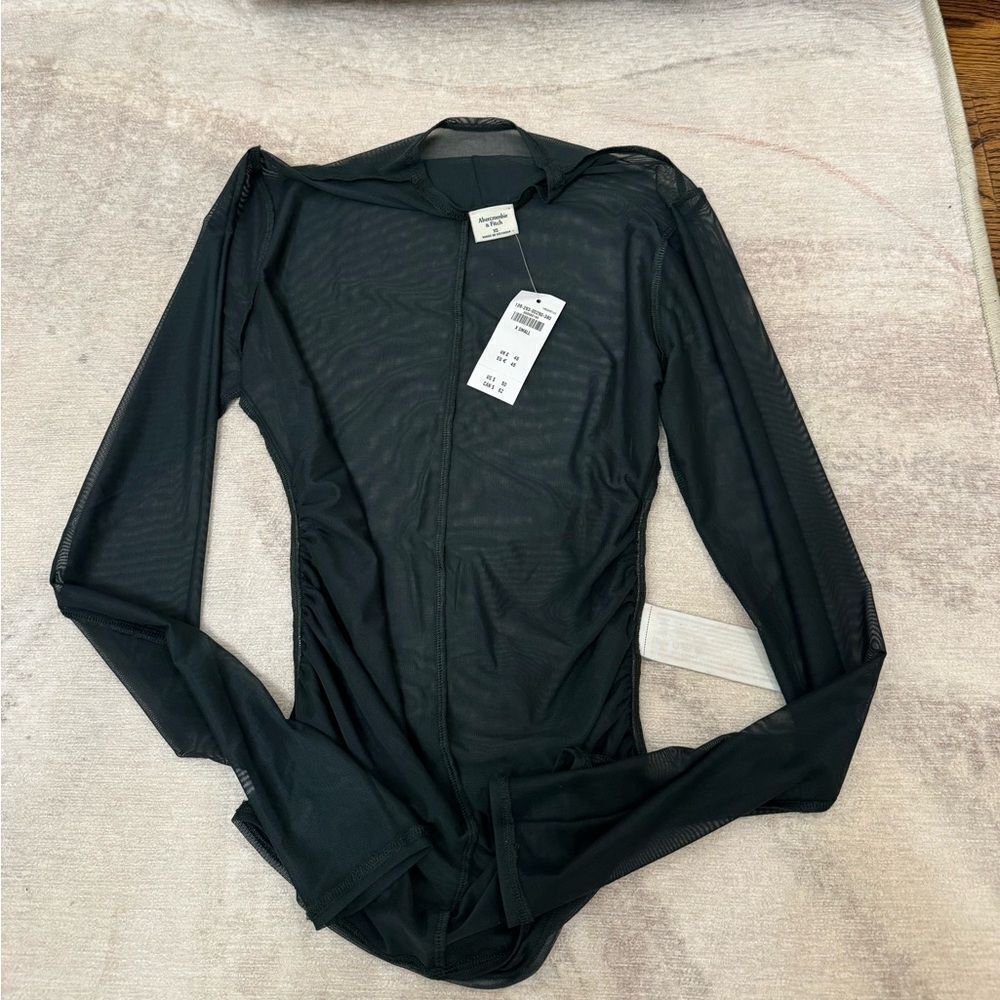 abercrombie & fitch long sleeve green mesh shirt